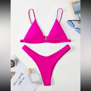 🆕 Hot Pink Triangle High Cut Bikini Swimsuit